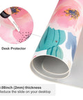 Close-up of rolled Pink Floral Large Mouse Pad 31.5 By 15.7 Inches Extended Desk Mat Waterproof PU Leather