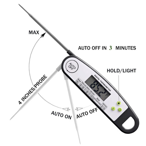 Digital Meat Thermometer For Grilling With Backlit Display, Instant Read In 2 To 4 Seconds, Fahrenheit And Celsius Switch