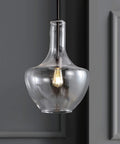 Oil Rubbed Bronze 13.25 Inch Mid Century Modern One Light LED Pendant Light Fixture With Clear Glass Shade, close-up view