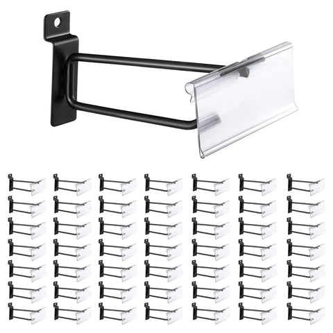 Heavy Duty 6 Inch Slatwall Hooks With Label Holder 50 Pack Double Bar Black Metal Slatwall Hangers For Retail Shop And Garage Display