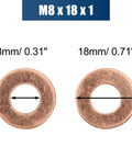 Knock Out Quality Copper Flat Washers And Sealing Gasket Rings Built Like A Tank For M8 18mm 1mm sizes shown side by side