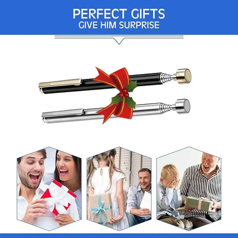 Two Pack Magnetic Telescoping Pick Up Tools With Pocket Clip 25 Inch Extendable Reacher Grabber 3 Lb Magnetic Head Flexible Retrieval Stick Durable Stainless Steel Great Gift For Men