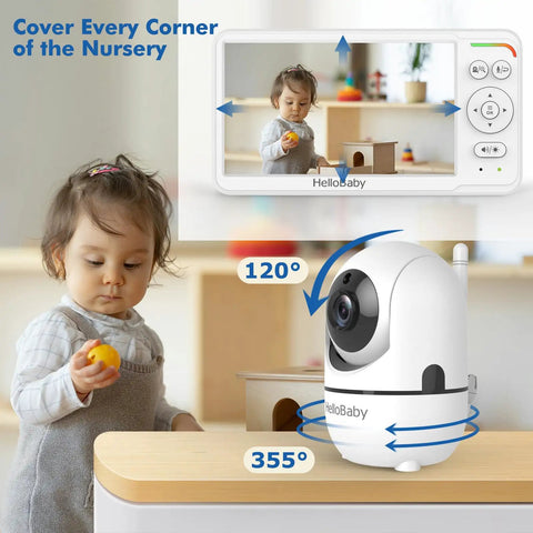 Top Shelf 6 Inch Video Baby Monitor With Ips Screen And Camera For Crystal Clear Audio And 30 Hour Battery Life Featuring Night Vision Two Way Talk And Portable Design That Is A Straight Up Game Changer showing a handheld monitor and camera with adjustable angles.