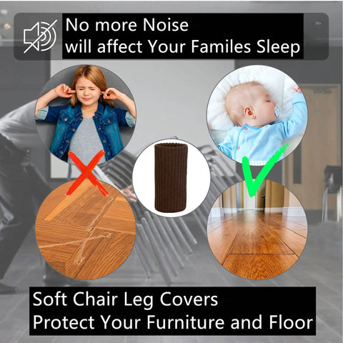 Coffee Knit Furniture Leg Socks Set, Double Thick Elastic Chair Leg Covers That Move Easily, Protect Floors, Cut Noise, And Keep Legs Snug On Sofas, Tables, And Chairs, 24 Pieces