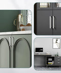 10 Pack Solid Polished Chrome Cabinet Handles 5.4 Inch Overall Length With 5 Inch Hole Center Euro Style Square Bar Pulls Installed