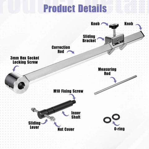 Derailleur Hanger Alignment Gauge Tool For 20 To 29 Inch Bikes Stainless Steel components with labels and details.