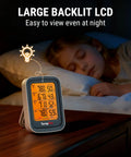 Indoor Outdoor Wireless Thermometer With 3 Sensors, 500ft Range, Multi Location Temperature And Humidity Monitor For Home, Garage, Basement, Greenhouse, And Outdoor Spaces. Large backlit LCD on bedside monitor