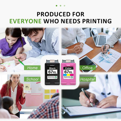 High Yield 67XL Black And Tri Color Ink Cartridge Two Pack For HP DeskJet And Envy Series.