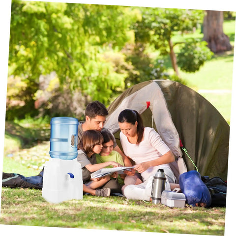 Family camping with Portable Ice-Cold Water Dispenser For Countertop Bottled Water, Durable PP Construction, Built-In Tap For Easy Pour