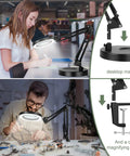 5X Magnifying Glass With Light And Stand For DIYers, Crafters, And Hobby Nerds, used by woman and man for detailed work