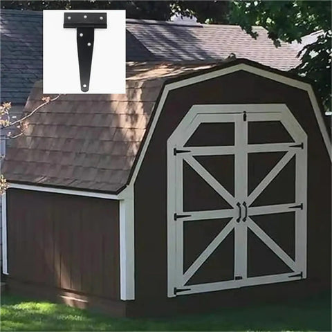Heavy Duty Black T Shaped Hinges 50 Pack Rock Solid Iron Hardware For Wooden Barn Door Fence Gate And Window Replacement With Smooth Swinging Movement And Rugged Design Built Tough on a barn door.