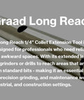 Long Reach Four Inch Heavy Duty Collet Extension Tool With Carbide Burr And Bit Holder For Die Grinder
