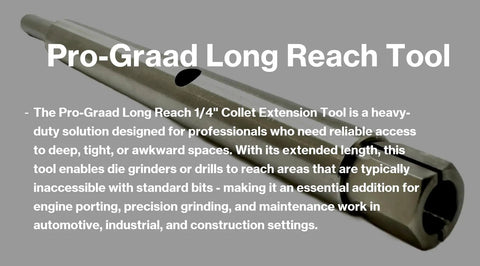 Long Reach Four Inch Heavy Duty Collet Extension Tool With Carbide Burr And Bit Holder For Die Grinder