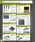 Catalog page with various parallel and angle block sets, showing different sizes and materials including steel and wood cases.