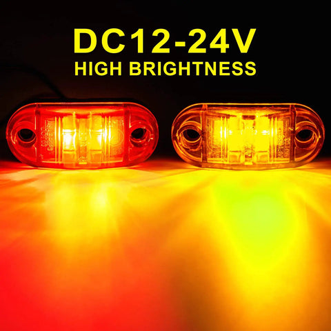 LED Trailer Lights Kit Front Rear Side Marker Clearance Indicators Set 20 Lamps Amber And Red Waterproof 2.5 Inch DC 12 24V Universal