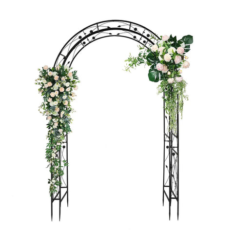 Garden Arch For Weddings And Parties, Sturdy Steel Trellis Arch With Lattice Sides, Multipurpose Outdoor Pergola For Plants And Climbing Vines, Yard Worthy Decor, Setup Ready, Black Finish, 59 By 84 Inches
