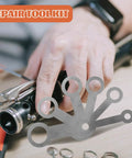 Hands working on a clarinet with Hardcore Rock Solid Hella Reliable Saxophone Repair Toolkit And Kickass Woodwind Setup Pads.