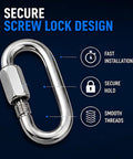 316 Stainless Steel Quick Link Chain Connector Carabiner For Chain Rope Anchor Rigging Recovery And Sailing Gear Marine Grade With Screw Lock Built To Last Fast Secure Attachment 9mm 11/32 Inch Size Pack, screw-lock design
