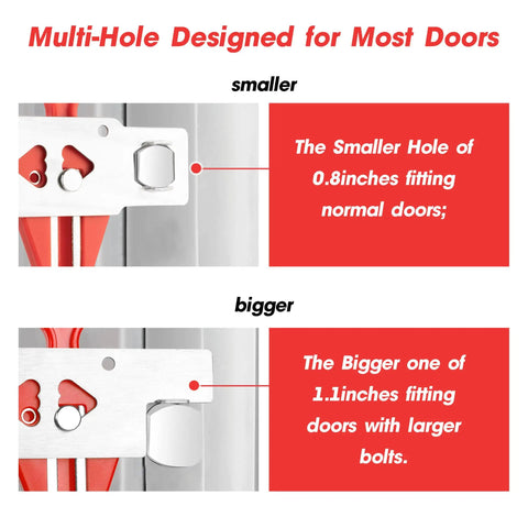Multi-hole design for Portable Door Lock For Travel And Home Privacy On The Go, adjustable for various door sizes.