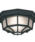 Builder Cast Outdoor Flush Mount Ceiling Light Black 10.5 Inch Wide With Frosted Glass Durable Aluminum Housing Built To Last