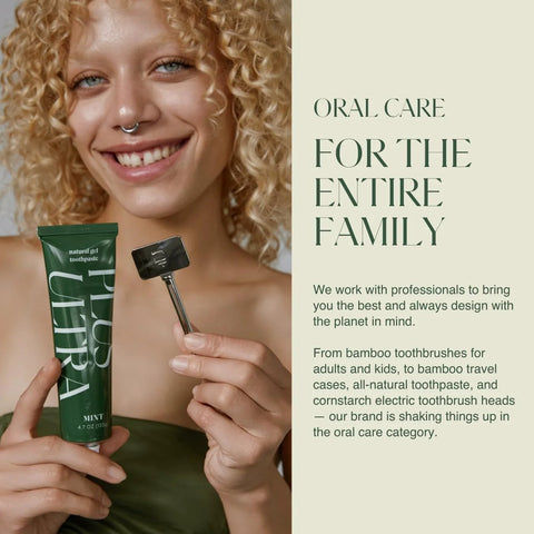 Toothpaste tube squeezer with metal roller; front view of a woman holding a green mint toothpaste tube.