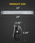 22 Inch LED Light Bar With Mounting Bracket 240W 24000LM 4D LED Spot And Flood Combo Beam IP68 product size dimensions