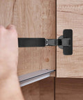 Soft Close Cabinet Hinge With Silent Damping For Kitchen Cabinets Wardrobes Closets And Bathrooms Concealed Mounting installed on wooden cabinet door.