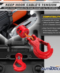 Beefy Three Eighths Inch Clevis Slip Hook With Safety Latch for Winch Rope on ATV, red gated hook, 39,600 lb rated