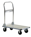 Aluminum Platform Cart With Polyurethane Casters Eighteen And A Half Inches By Thirty Inches 400 Lb Capacity Ergonomic Handle