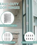 Six Pack Heavy Duty Ball Bearing Door Hinges 4.5 By 4.5 Square Inch Brushed Nickel Stainless Steel Build Rust Proof Hardware image.