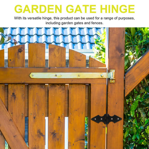 Heavy Duty Iron Gate Hinge Set, 10 pack yard fence door hinges on outdoor wooden garden gate, weather resistant and durable