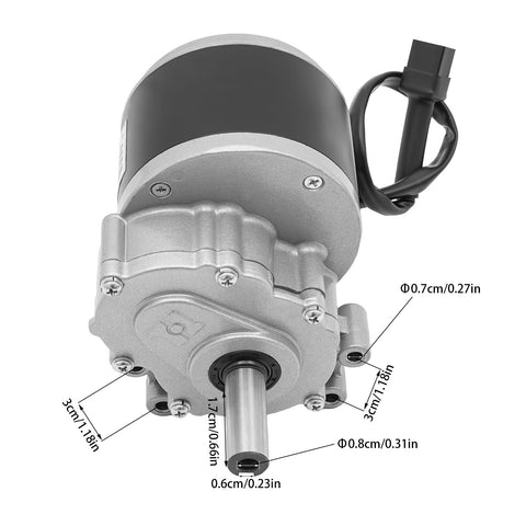 Powerful 250W 24V Brushed DC Gear Motor with Low Speed 75 RPM, copper aluminum build, suitable for mobility applications