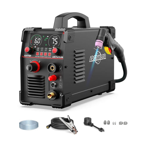 75 Amp Plasma Cutter With Non Touch Pilot Arc Dual Voltage 110 220V IGBT Inverter Air Sensor Technology Large Digital Display