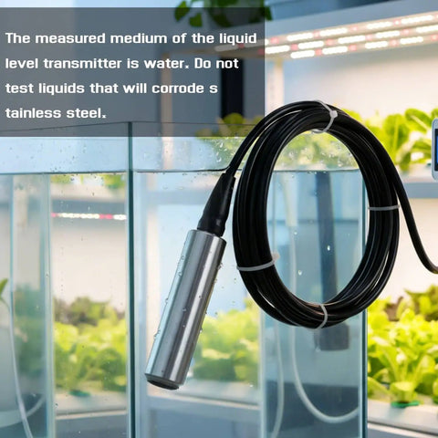 Liquid Level Transmitter With 5m Cable 4 To 20 mA Output 12 To 32 VDC 304 Stainless Steel Sensor in aquarium setup