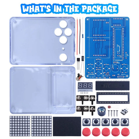 Components of DIY Game Soldering Kit For Beginners With 4 Retro Games A Hands On Fun STEM Electronics Project