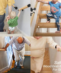 Wall Mount Premium Wooden Handrail For Indoor Stairs Built Tough With Heavy Duty Steel Brackets And Smooth Beech Wood Grip for child and adult use.