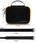 Front view of Hard Case Bundle With Magnetic Hanging Strap For Fluke Digital Multimeters 113 114 115 116 117, Rugged Protective Kit For On The Job Use, Easy Access And Safe Storage, includes case and magnetic straps with dimensions.