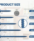 Pocket Hole Screws No 8 Size Two And A Half Inch 300 Pcs Heavy Duty Coarse Thread Blue Anti Rust Coating Exterior Wood Screws sizes