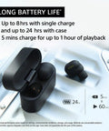 WF-1000XM6 True Wireless Earbuds With Top Notch Noise Canceling And Studio Quality Sound, All Day Battery Life Up To 24 Hours, Bluetooth In Ear Headphones, Black case and earbud on metallic surface with battery life info.