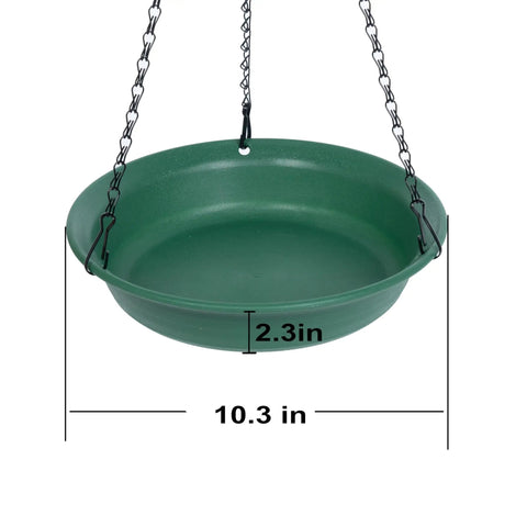 Hanging Bird Feeder And Bird Bath Combo For Outdoors Ready For Easy Setup 10 Inch Tray 16 Inch Chain Durable Plastic