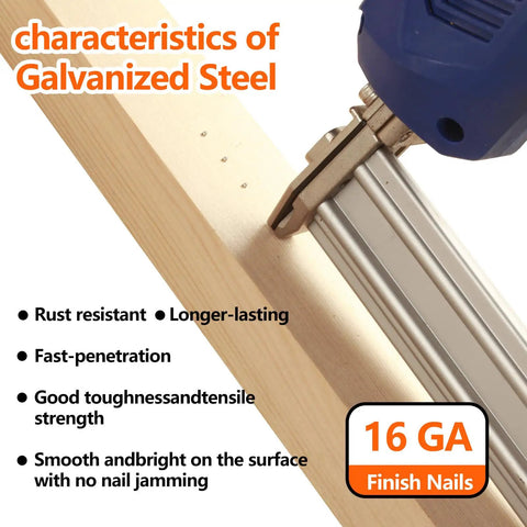 Pro Grade 16 Gauge Finish Nails Kit 1200-Pack Galvanized Nails demonstration of rust resistance and toughness