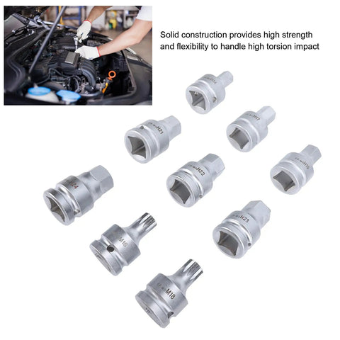 Rock Solid 9 Piece 3 4 Inch Drive Impact Hex Driver Socket Set Crafted From Hella Tough Cr Mo Steel with M16 and M18 bits.