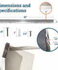 Dimensions of Beefy Heavy Duty French Cleat Hanger 45 Inch System with screws and anchors for secure wall mounting