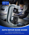 Heavy Duty Ball Joint Press And U Joint Removal Tool Kit with 4x4 Adapters in use on vehicle suspension without control arm removal