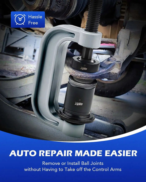Heavy Duty Ball Joint Press And U Joint Removal Tool Kit with 4x4 Adapters in use on vehicle suspension without control arm removal
