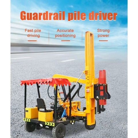 Beast Of A High Efficiency Pile Driver For Guardrail Posts And Road Construction Jobs with steel frame and quick change bits