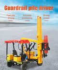 Workhorse Guardrail Post Driving Machine For Highway And Roadside Construction Projects features strong post driver on road