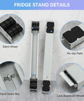 Heavy Duty Extendable Appliance Mover Dolly For Fridge Washer Dryer Rolling Base detailed view highlighting silent wheels and no-slip pads.