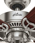 Close-up of Southern Breeze 42 Inch Brushed Nickel Ceiling Fan with LED Light Kit and Pull Chain, wood blade detail.