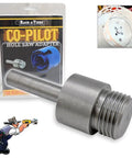 Co-Pilot Hole Saw Adaptor And Arbor Kit For Pilot Holes, Hole Enlarger, 7/16 Inch Thread, packaging and metal adapter